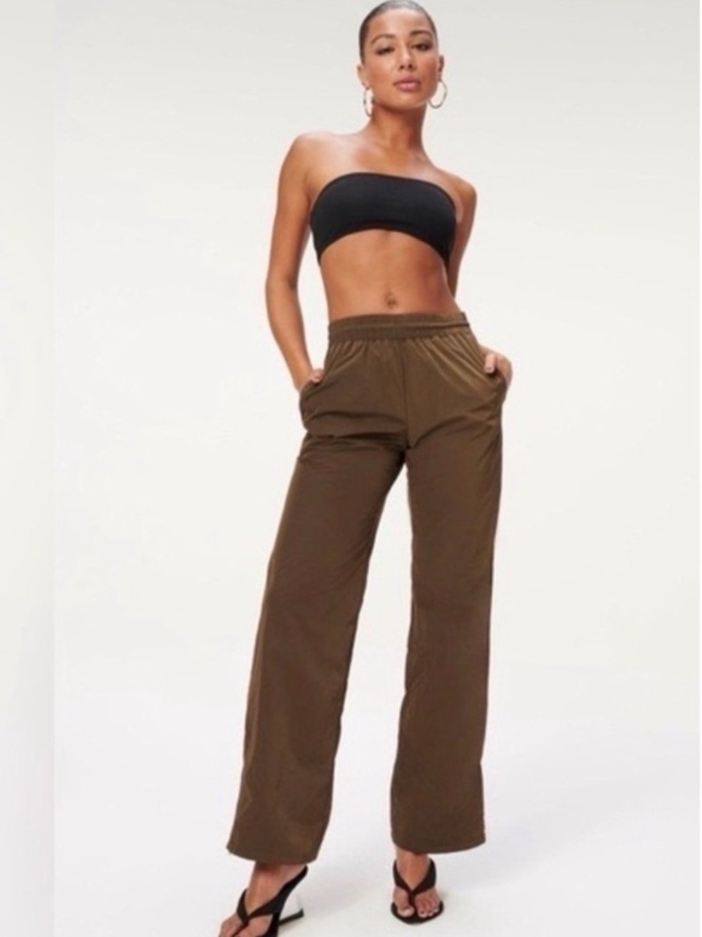 Good American Wide leg Track Pants size 3 (large)